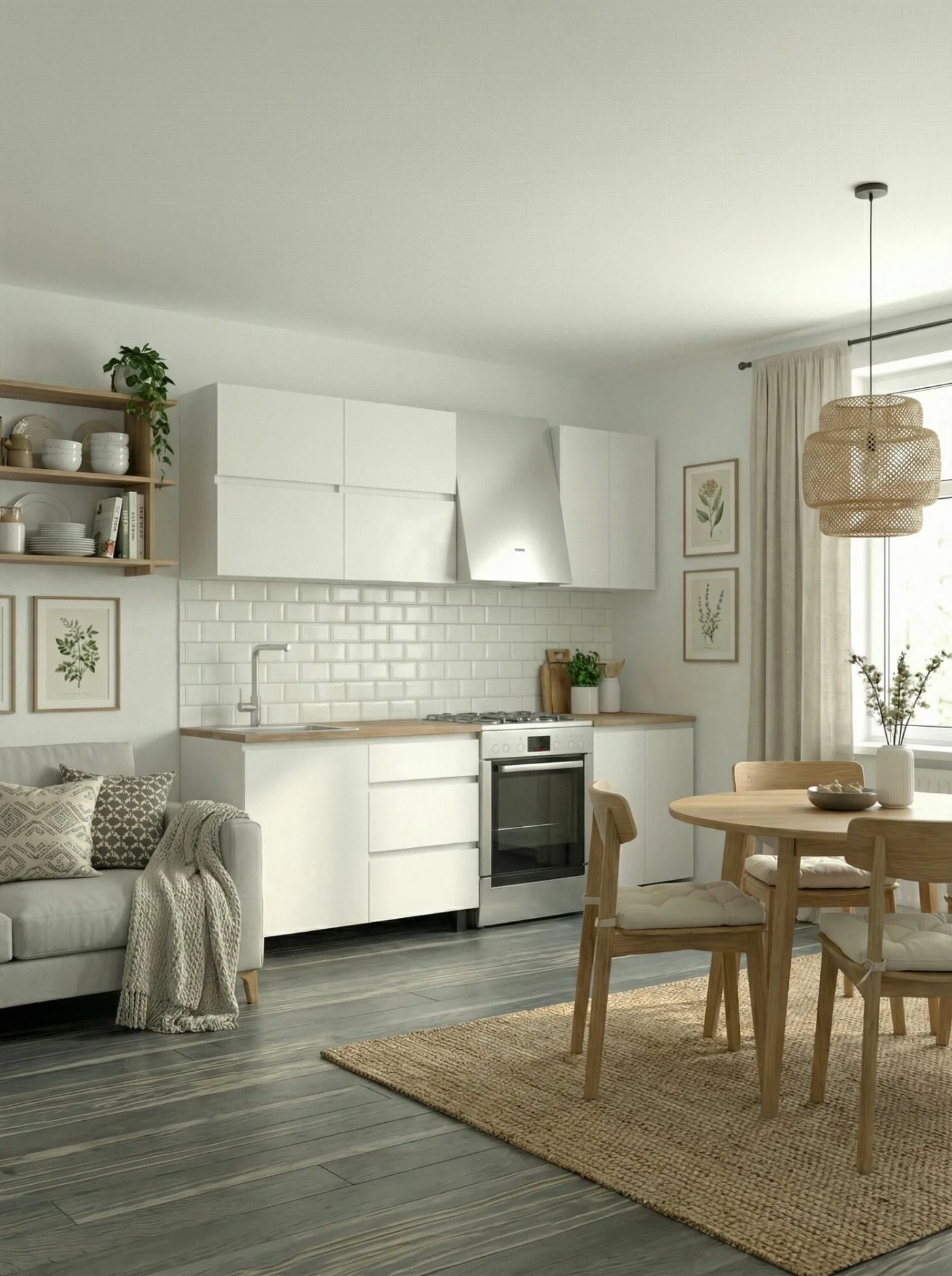 Кухонный гарнитур Токио Грейс 1,6м белый/дуб сонома со столешницей, ЛДСП